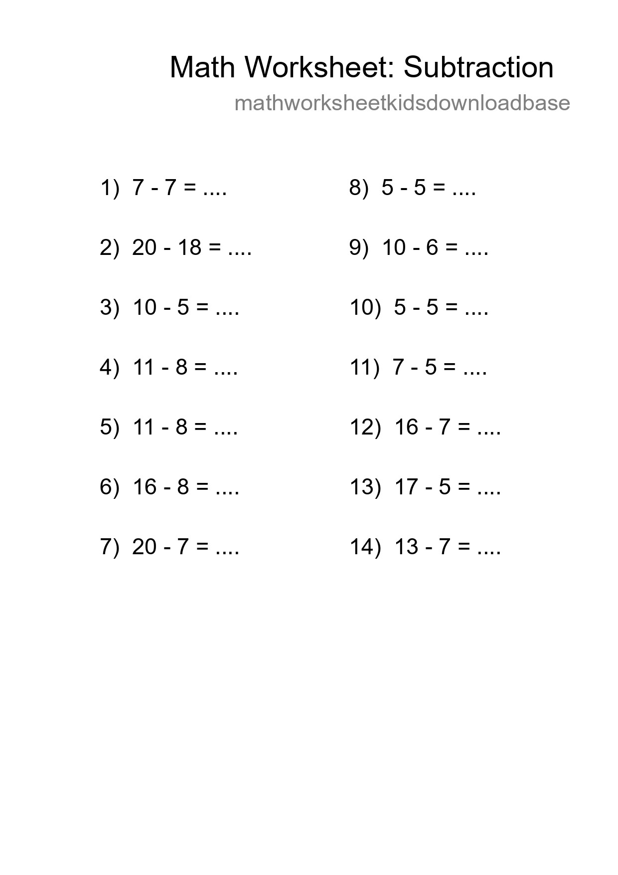 Free 14 Subtraction Math Worksheet For Grade 2 - Part 173