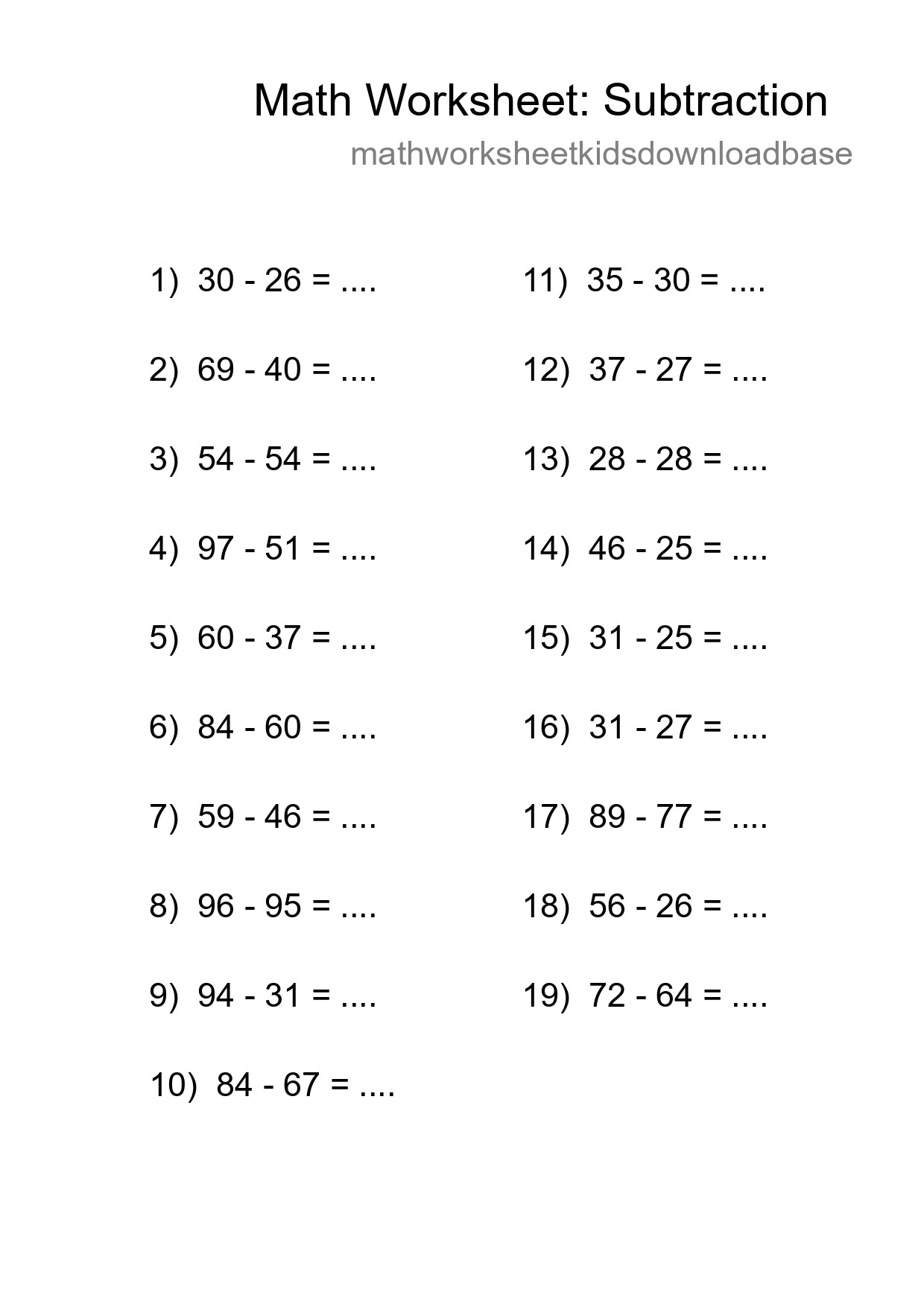 Free 19 Subtraction Math Worksheet For Grade 3 With Answers - Part 63