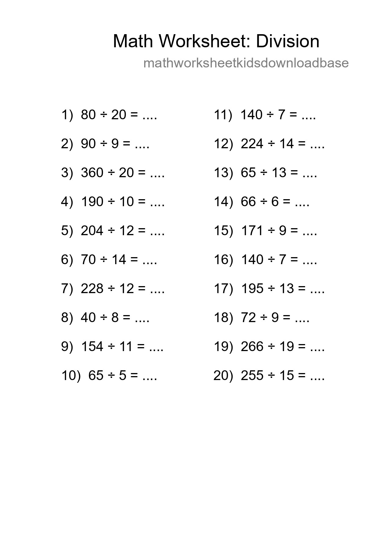 Free 20 Division Math Worksheet For Grade 2 - Part 103