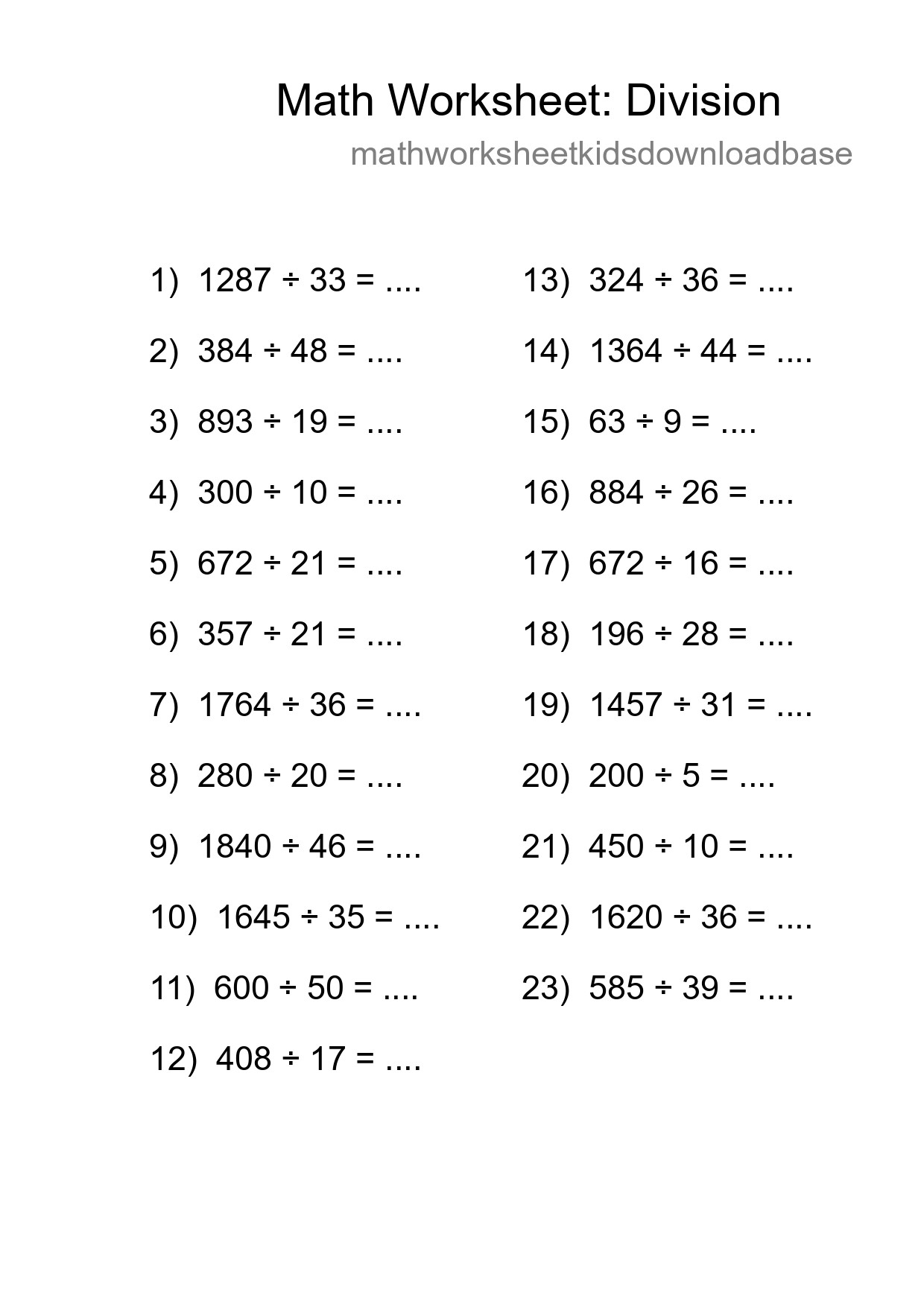 Free 23 Division Math Worksheet For Grade 2 With Answers - Part 37