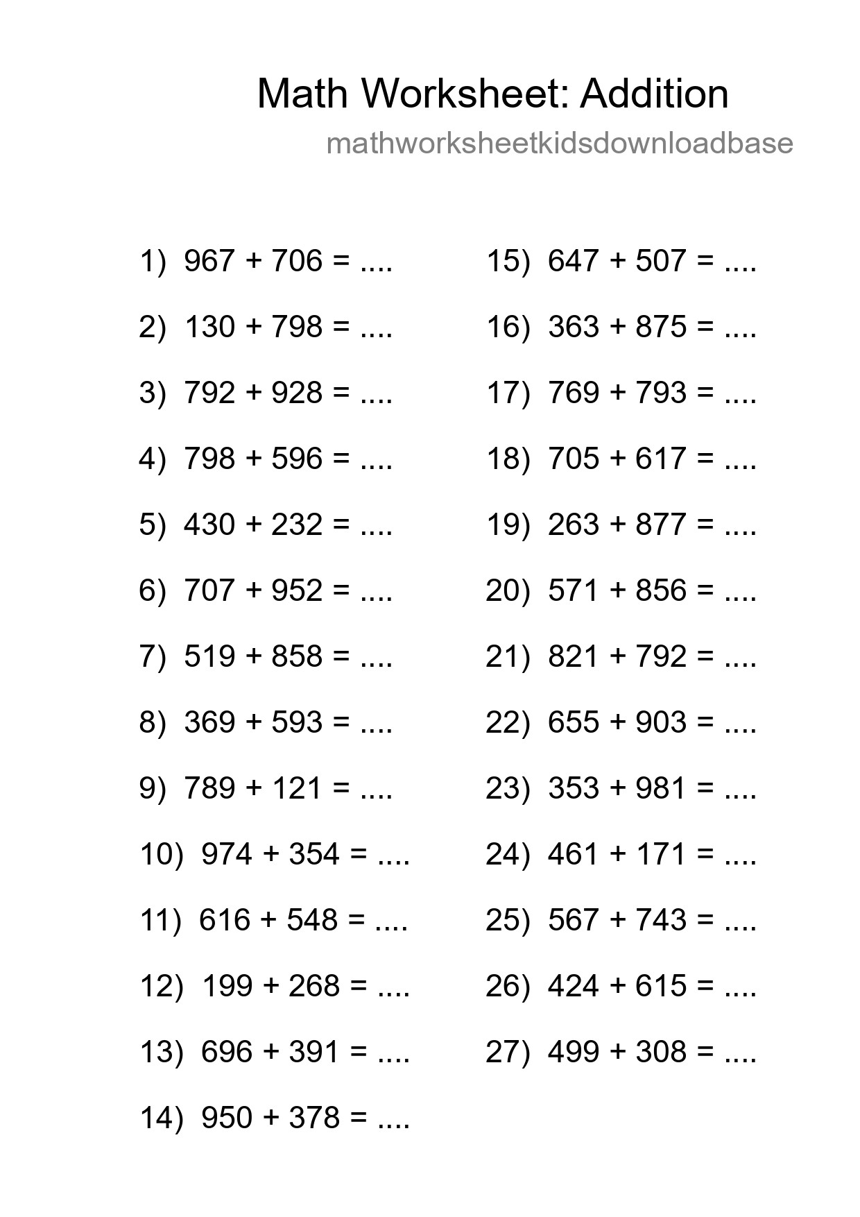 Free 27 Addition Math Worksheet For Grade 5 With Answers - Part 232