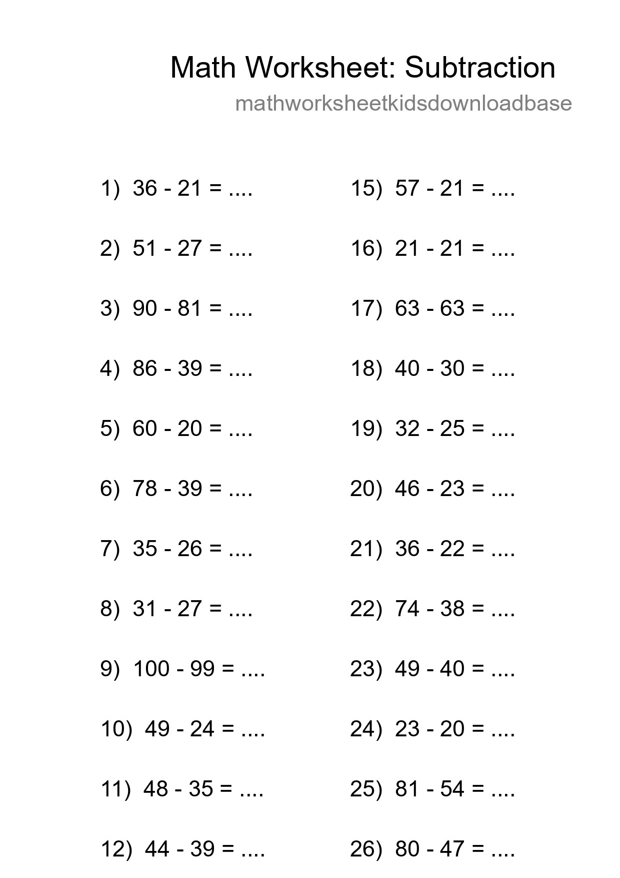 Free 27 Subtraction Math Worksheet For Grade 3 With Answers - Part 228