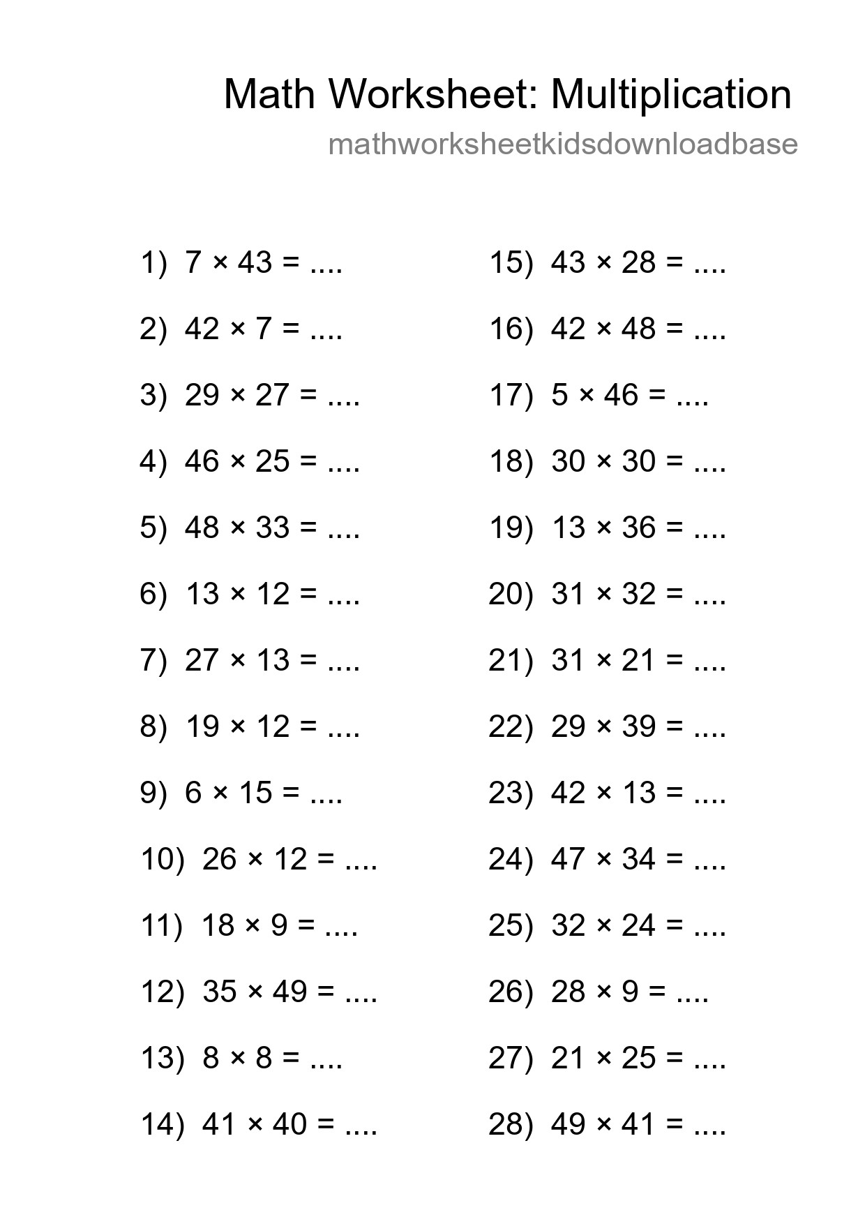Free 28 Multiplication Math Worksheet For Grade 2 - Part 29