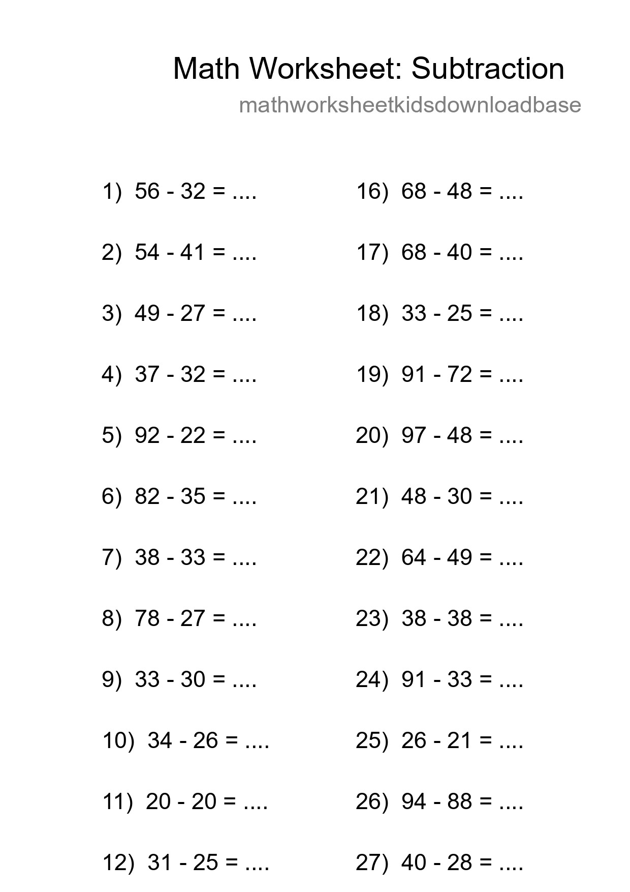 Free 29 Subtraction Math Worksheet For Grade 3 With Answers - Part 206