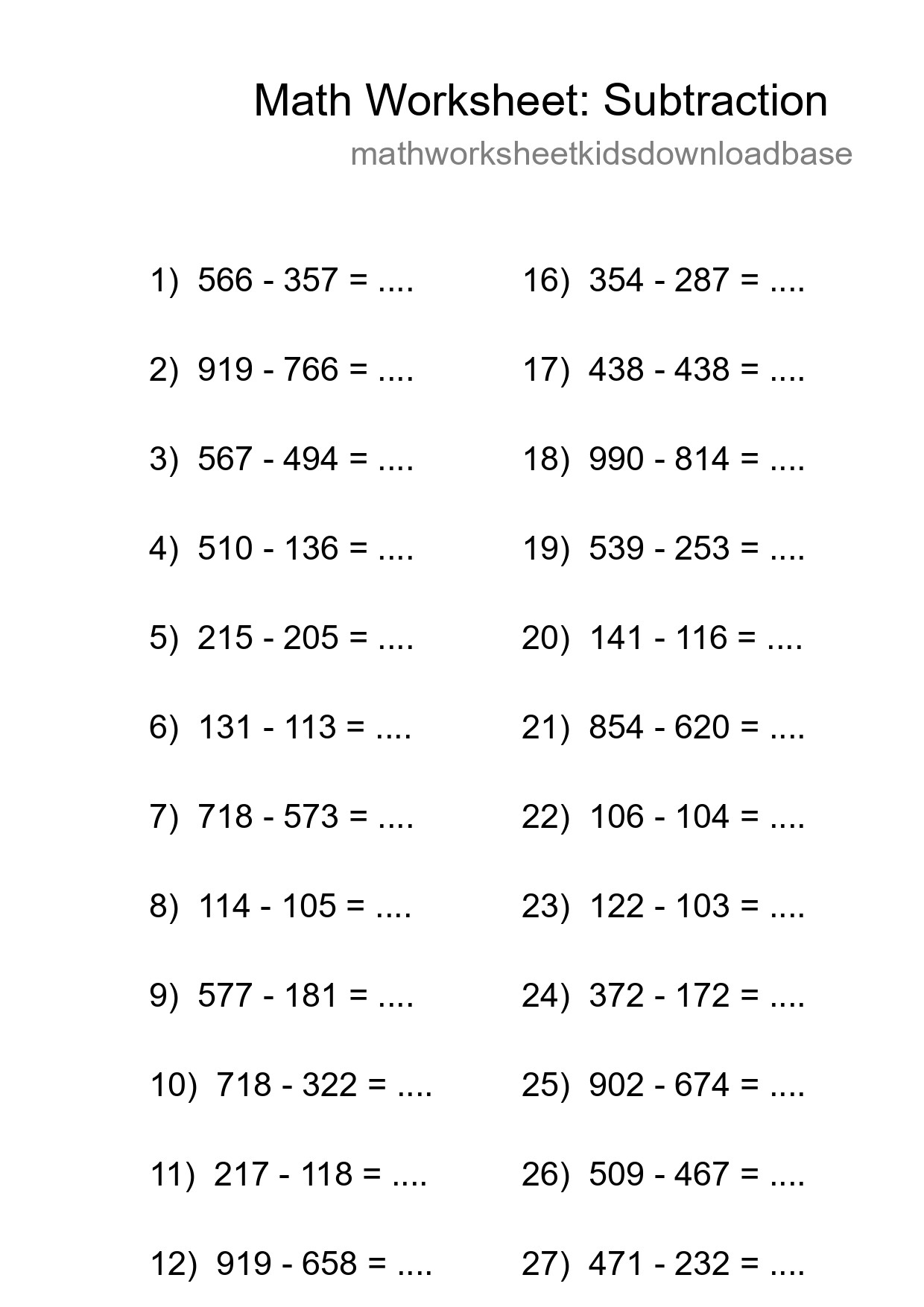 Free 30 Subtraction Math Worksheet For Grade 5 - Part 239