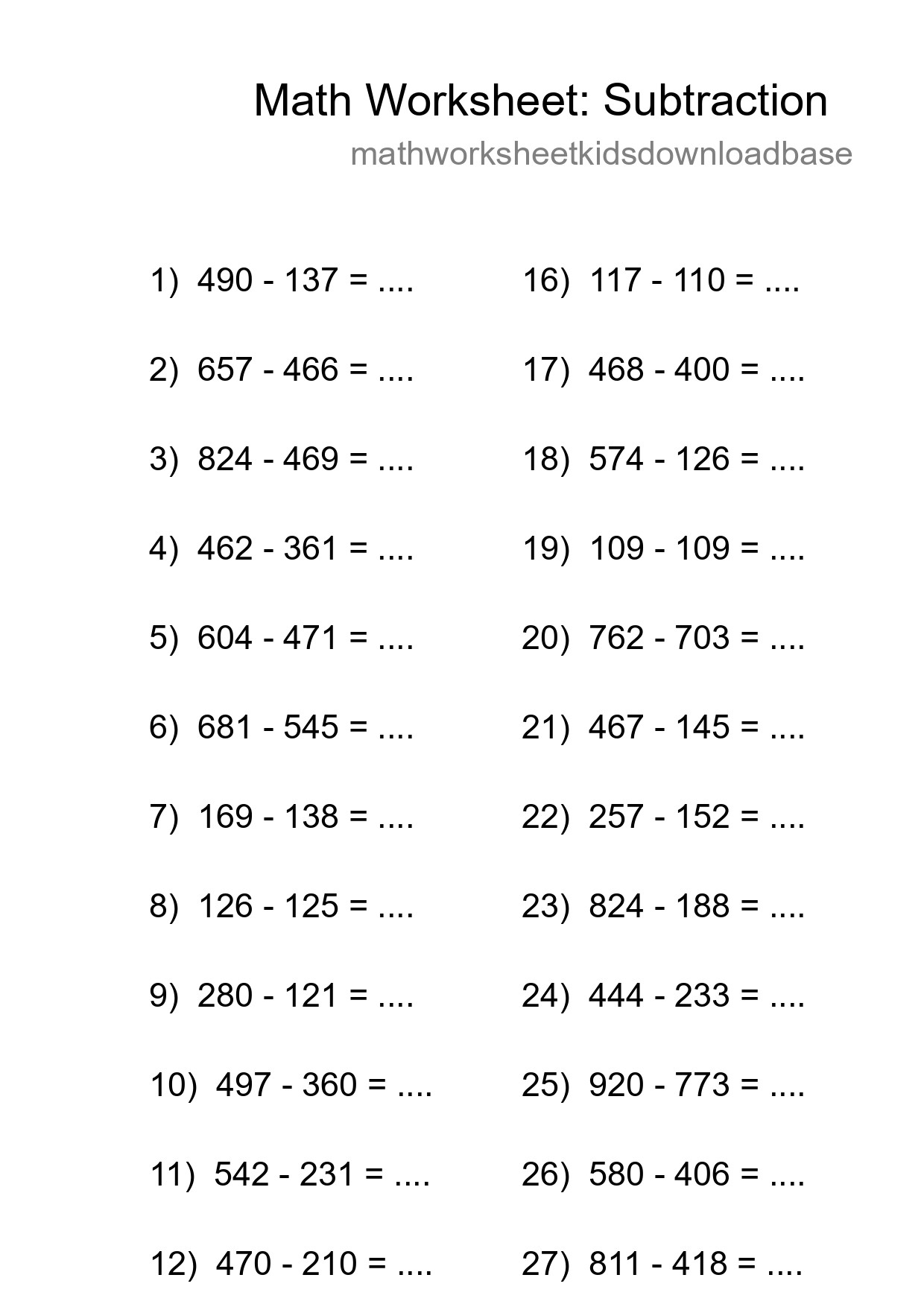 Free 30 Subtraction Math Worksheet For Grade 5 With Answers - Part 140