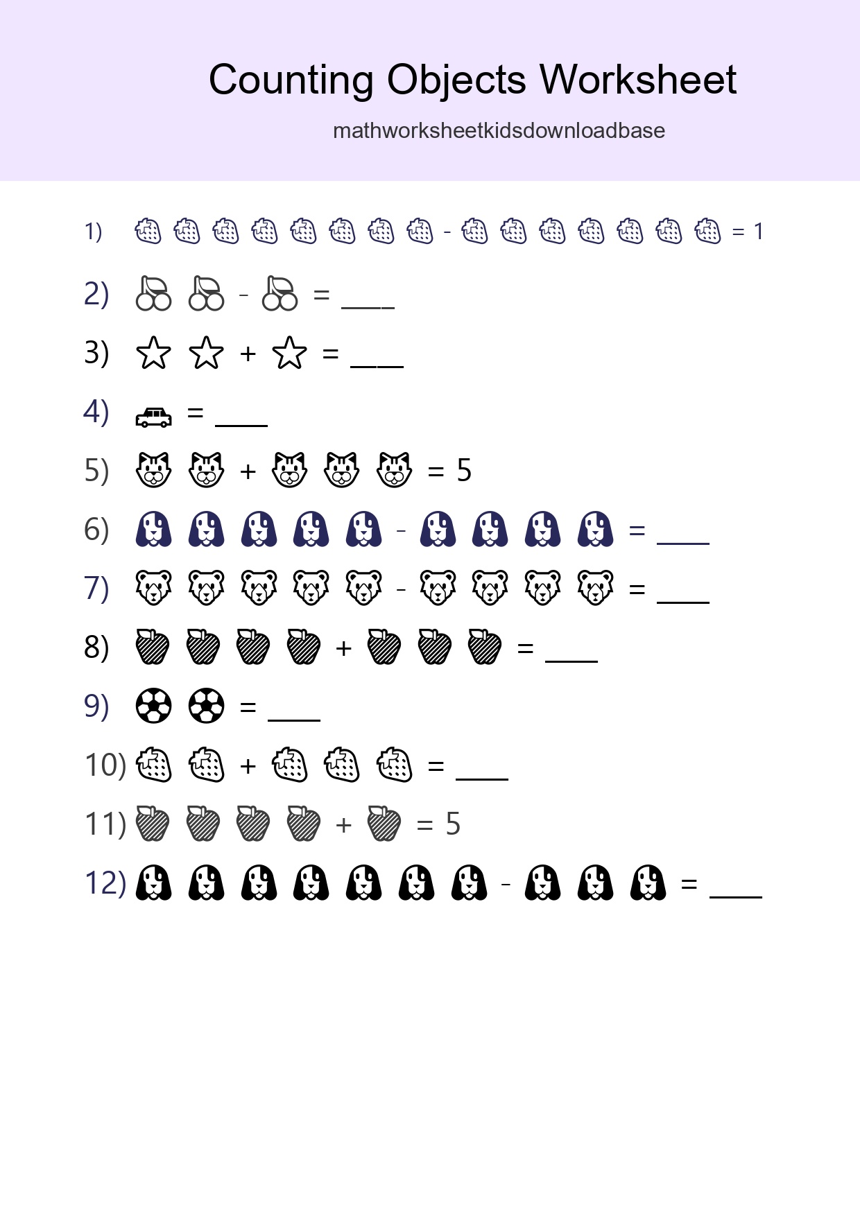 Free Counting Objects Worksheet For Kindergarten - Part 179