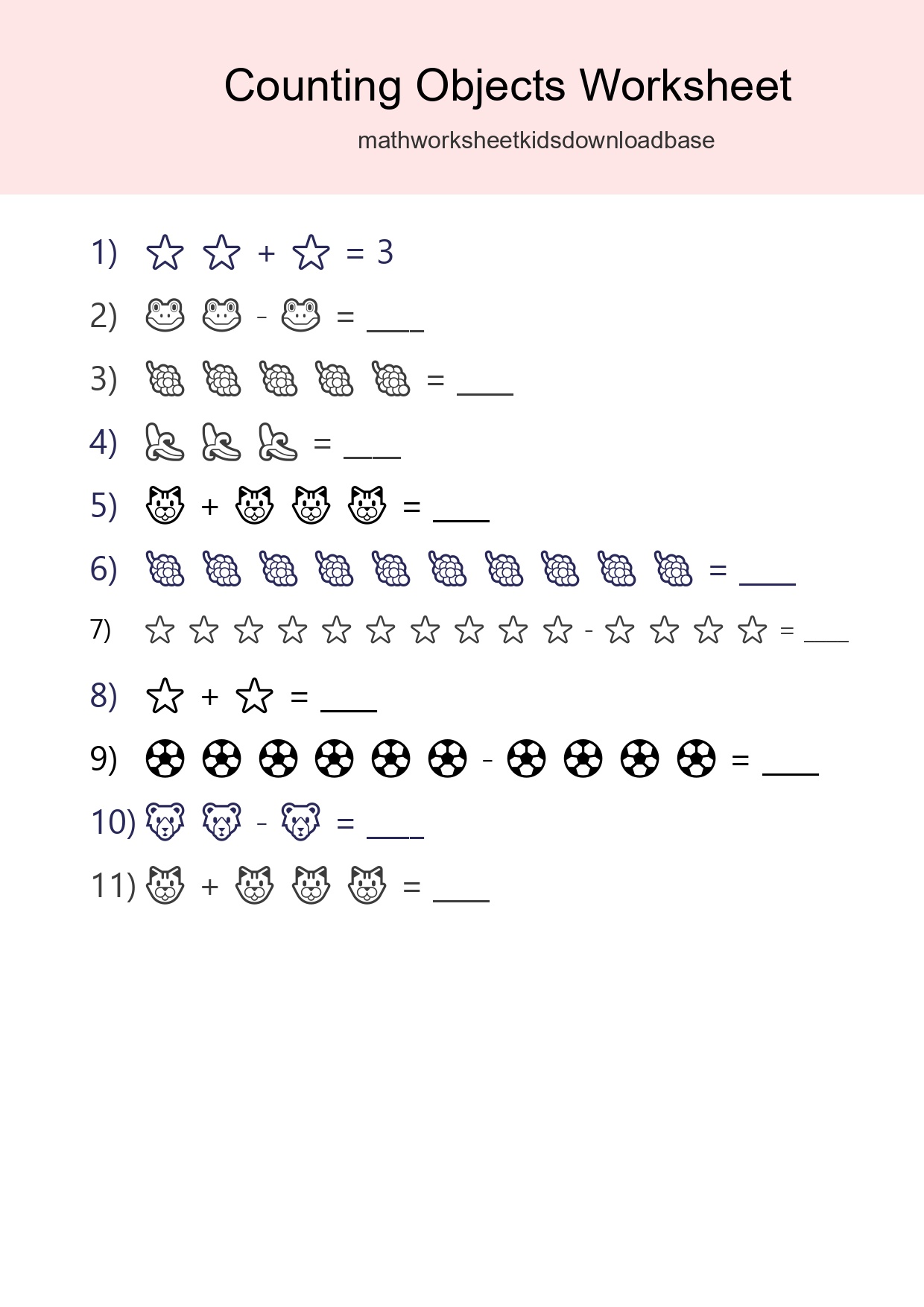 Free Counting Objects Worksheet For Kindergarten Printable - Part 124