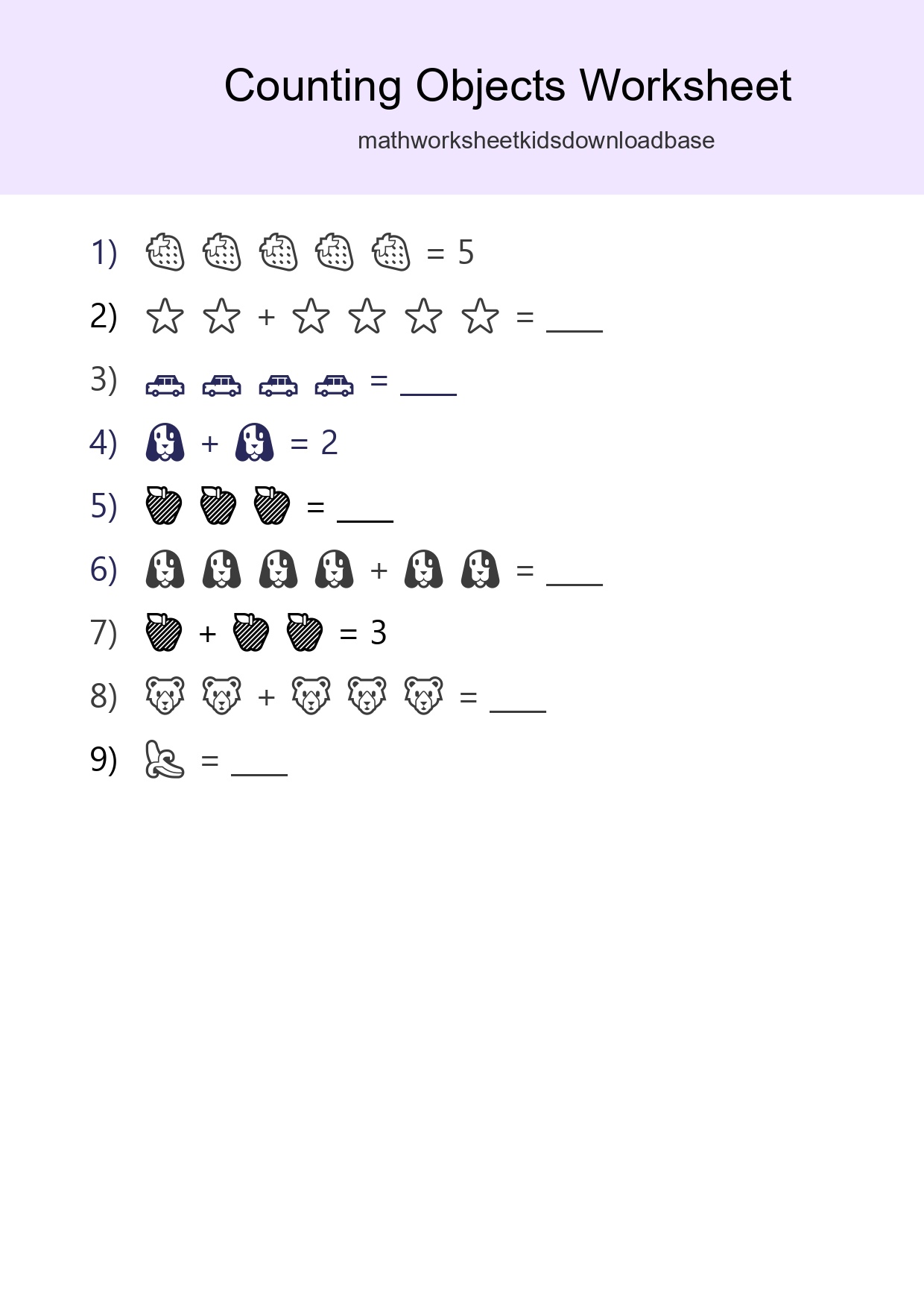 Free Counting Objects Worksheet For Kindergarten Printable - Part 168