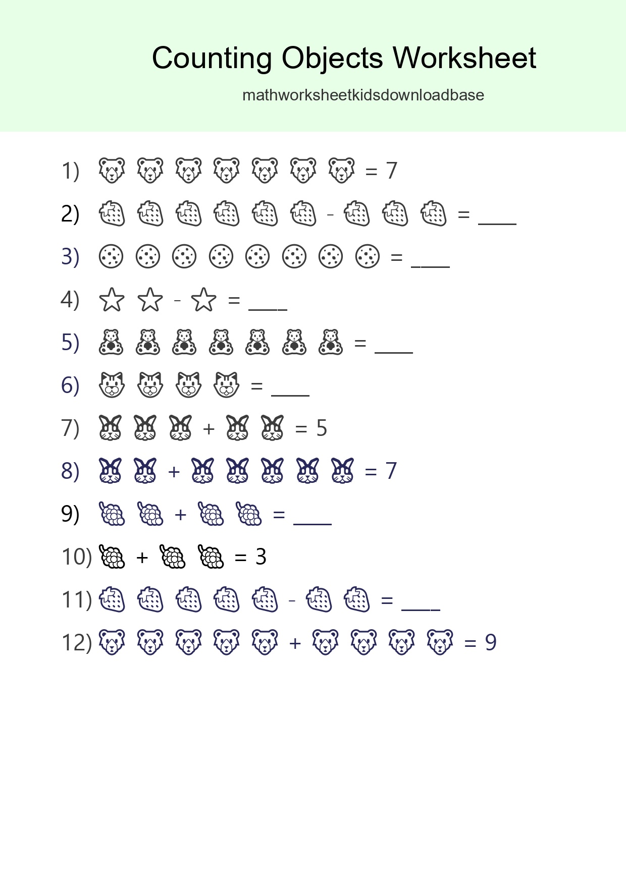 Free Counting Objects Worksheet For Kindergarten Printable - Part 47