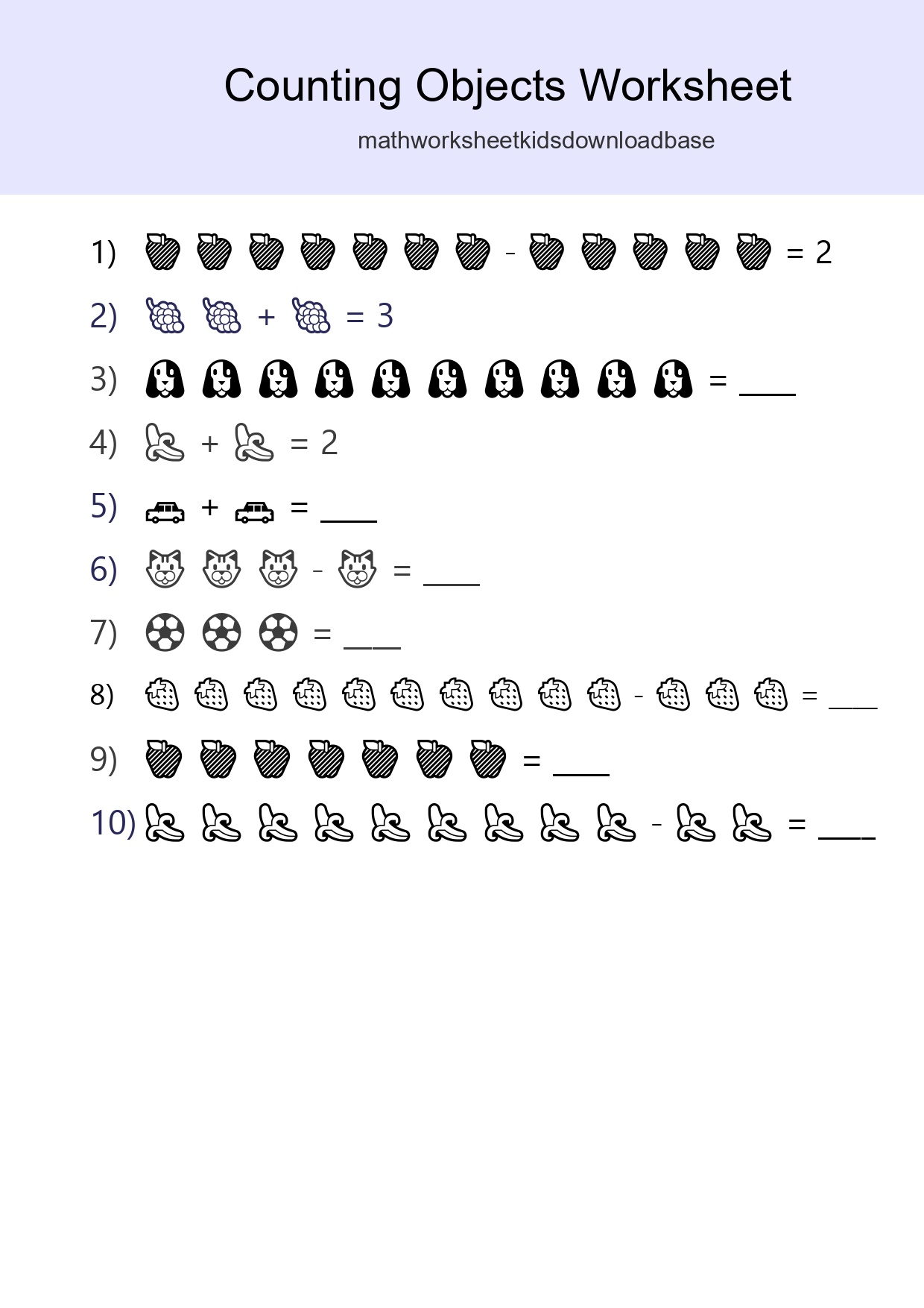 Free Counting Objects Worksheet For Kindergarten Printable - Part 69
