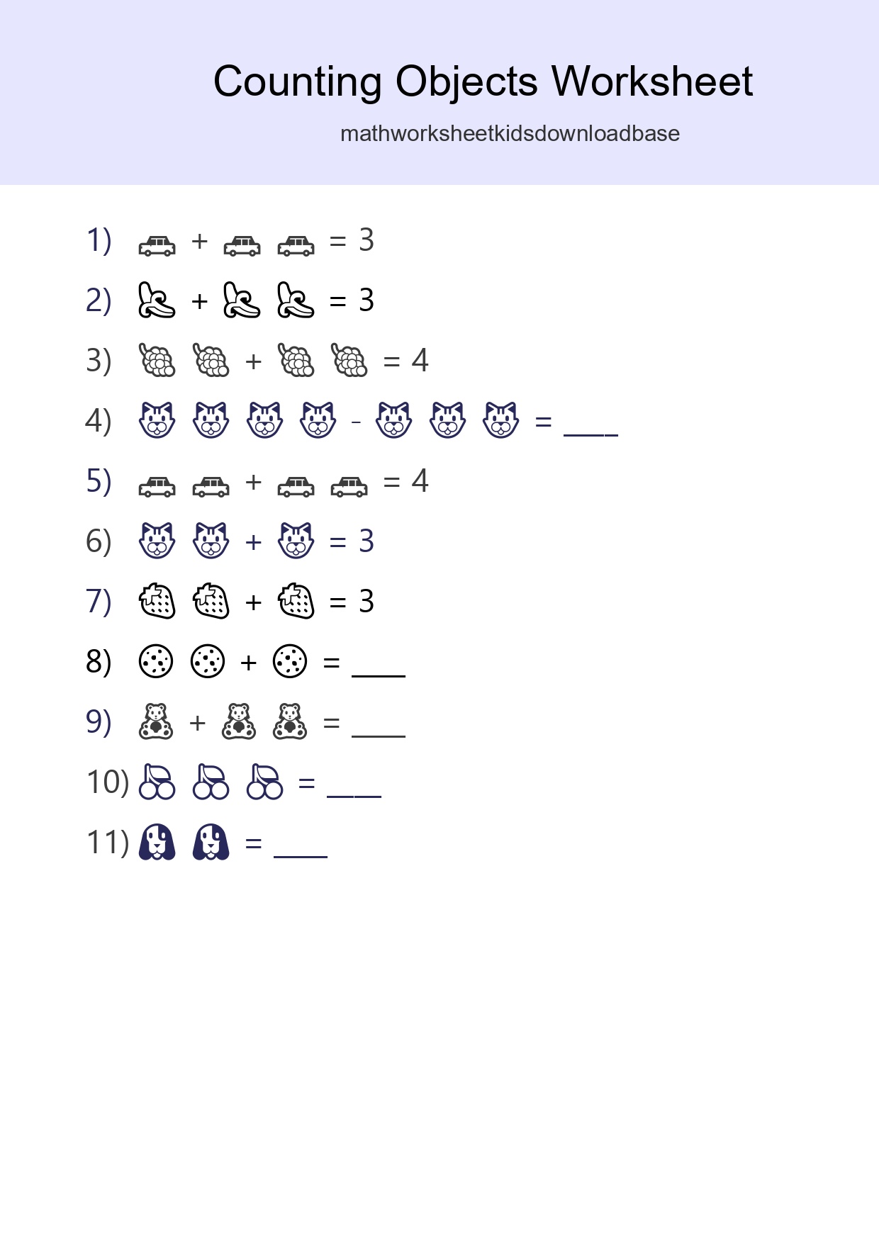 Free Counting Objects Worksheet For Pre-K Printable - Part 212