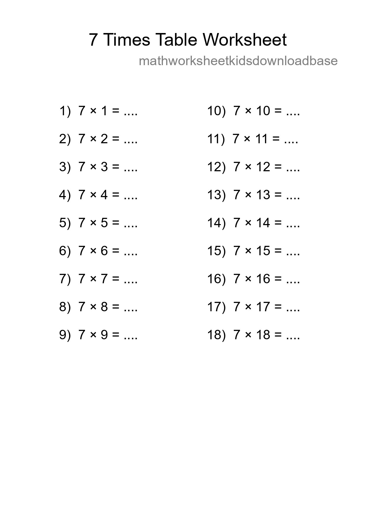 Grade 3 Multiplication Table 7 Practice - Part 130
