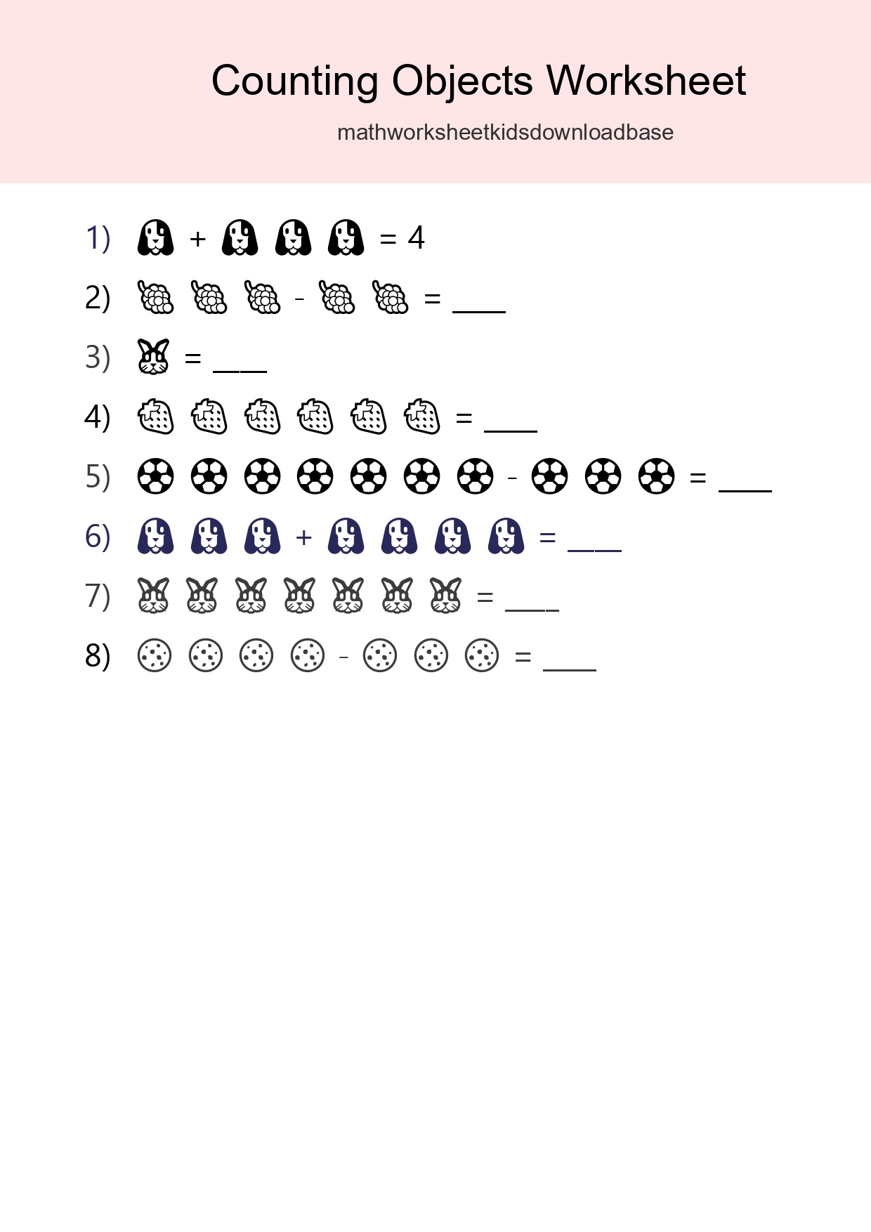 Kindergarten Count The Objects Worksheet - Part 14