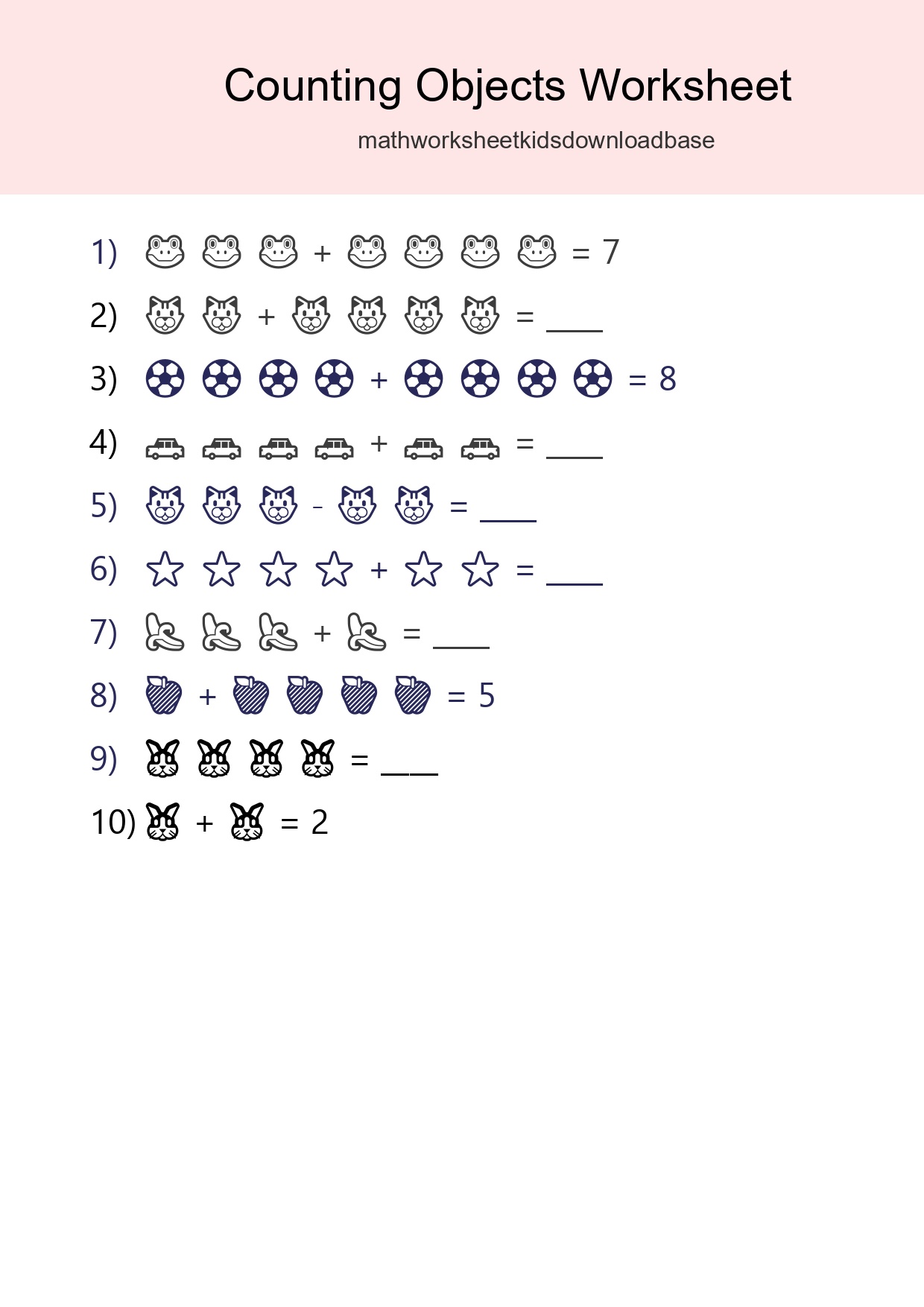 Learn Counting With Pictures Worksheet (Kindergarten) - Part 102