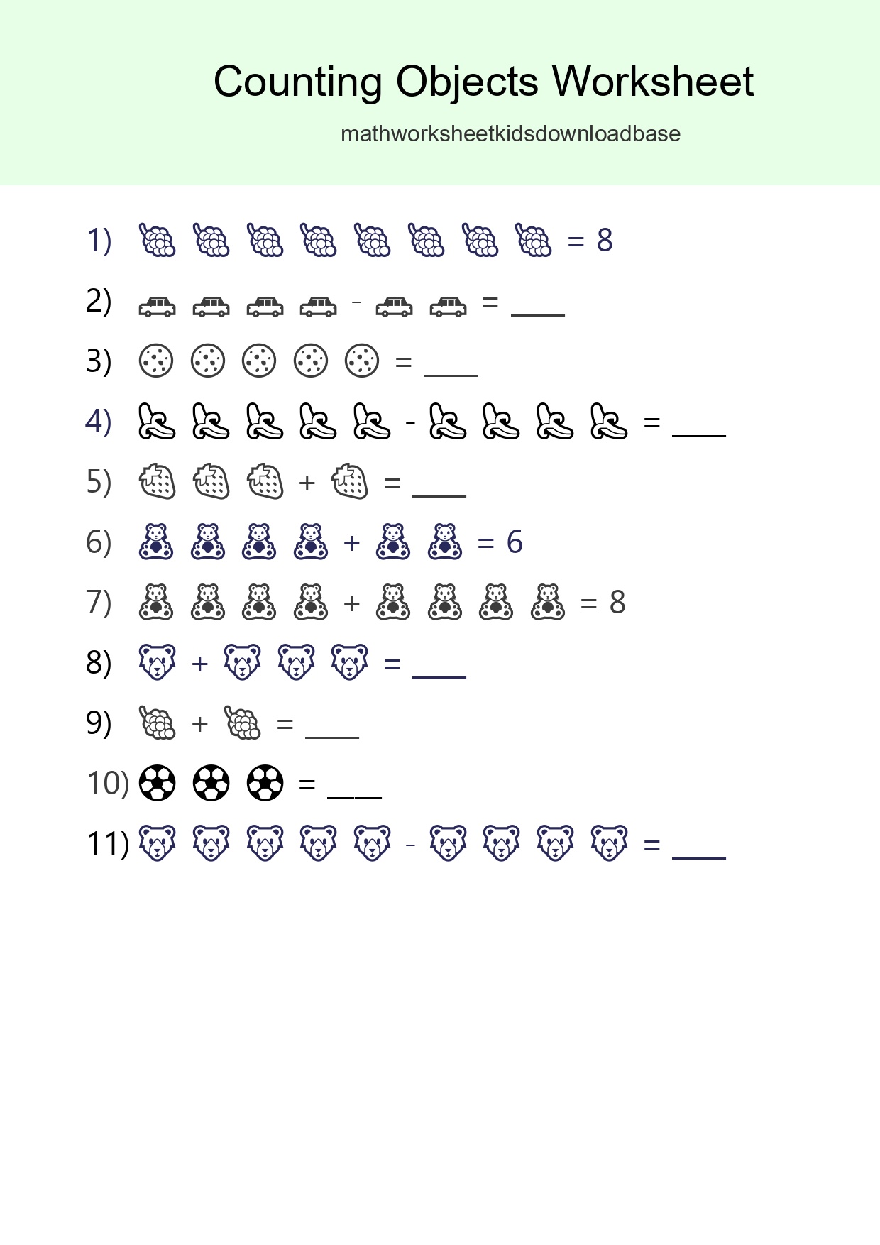 Learn Counting With Pictures Worksheet (Kindergarten) - Part 157