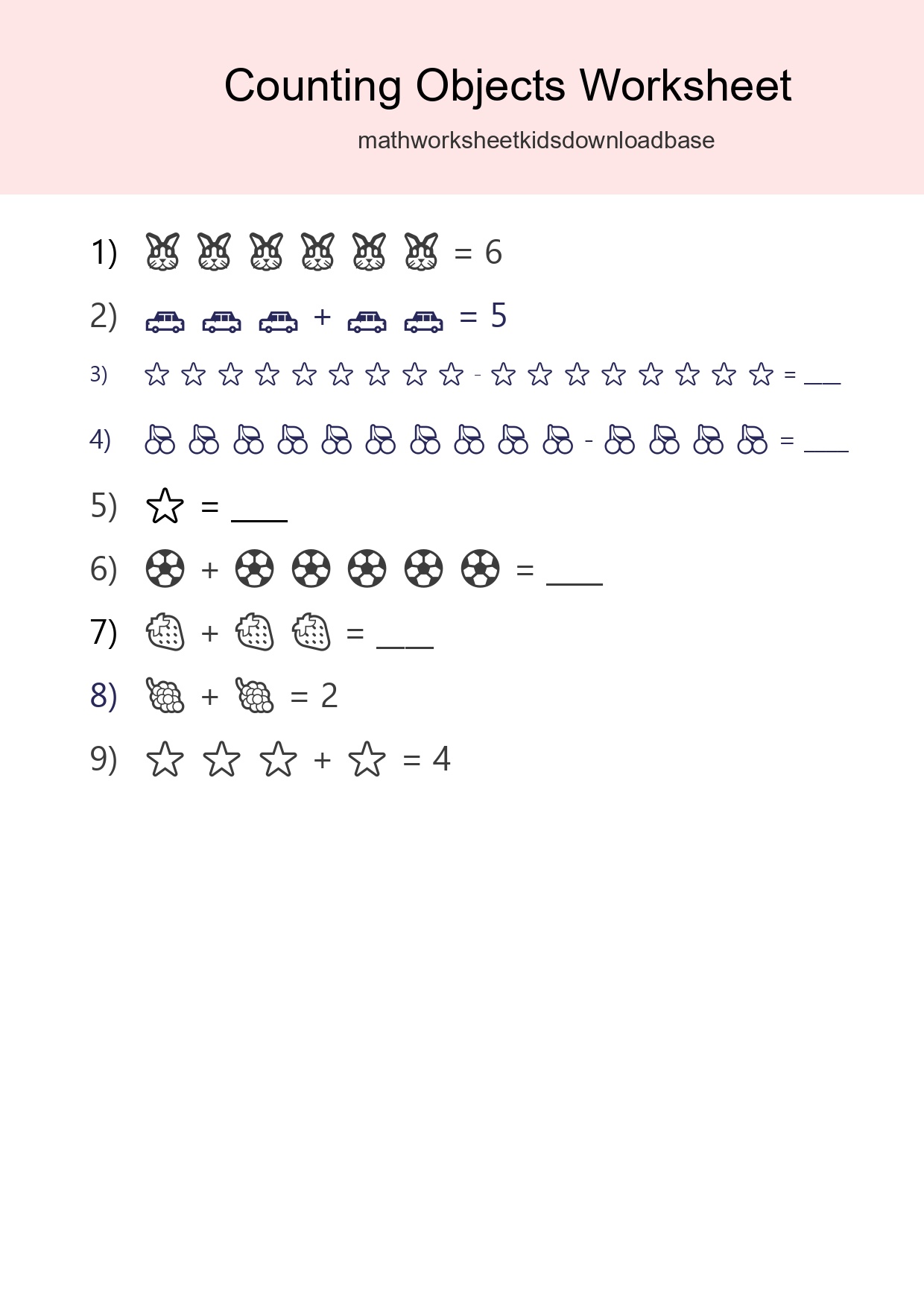 Learn Counting With Pictures Worksheet (Kindergarten) - Part 190
