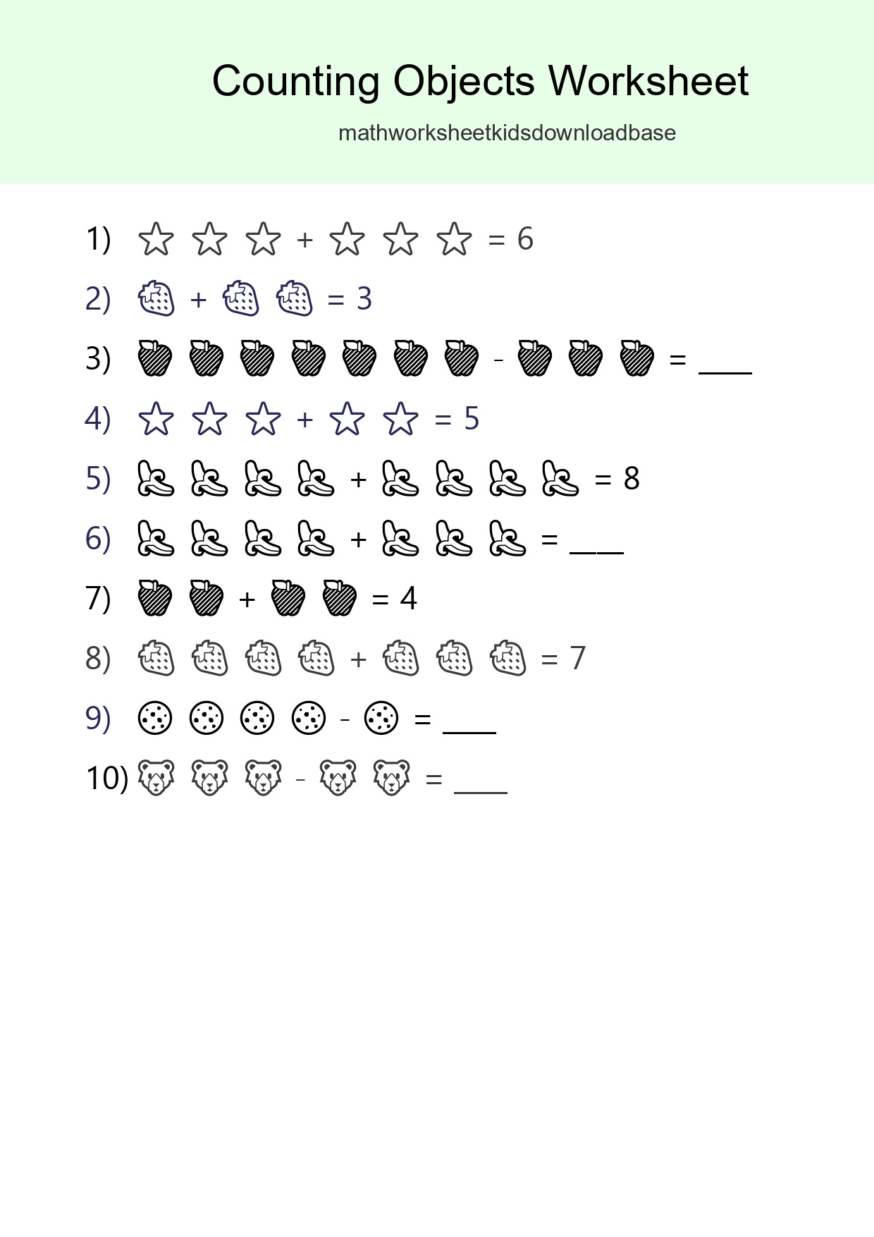 Learn Counting With Pictures Worksheet (Kindergarten) - Part 245