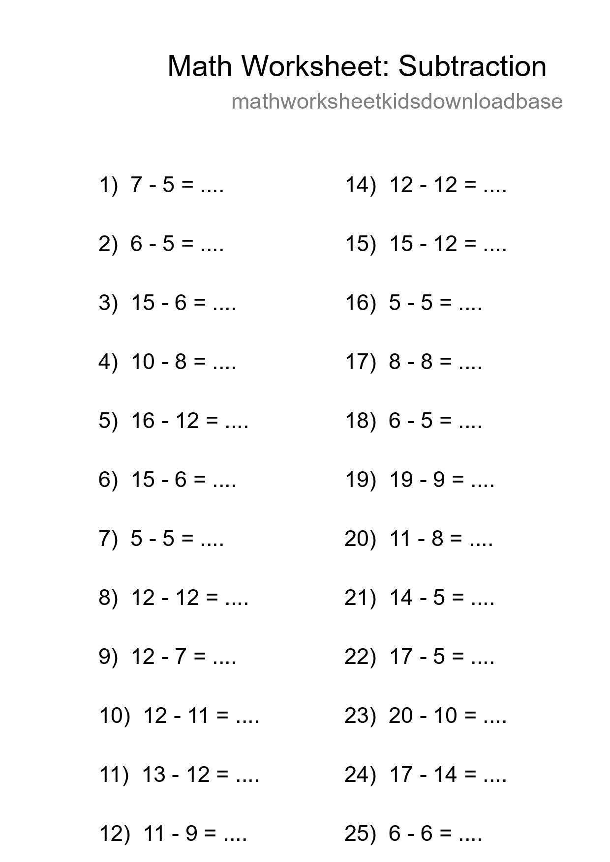 Printable Free 26 Subtraction Math Worksheet For Grade 2 - Part 107